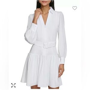 Karl Lagerfeld Belted Zip Up A Line Dress